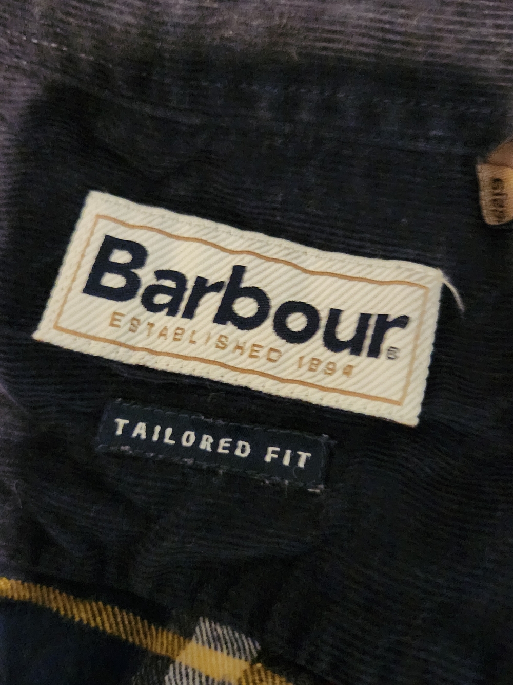Barbour Navy, White & Red Plaid Button-Down Flannel Shirt - Picture 6 of 6